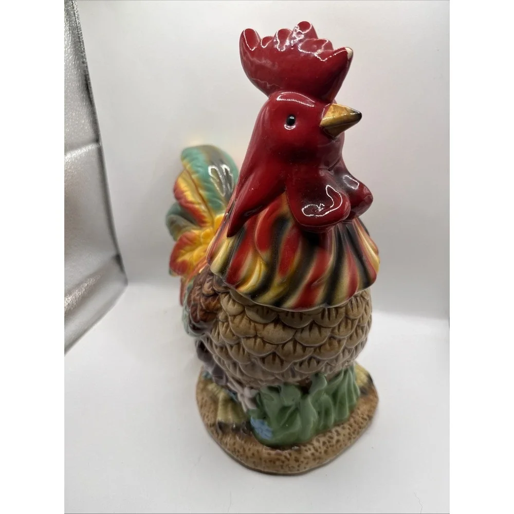 Vintage Hand Painted‎ Rooster Cookie Jar Cottage Core 11.5